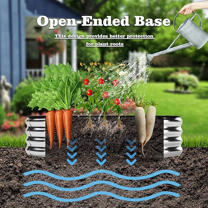 Galvanized Metal Planter Raised Garden Bed Kit for Gardening Outdoor，4x2x1ft Planter Grow Garden Box Raised Flower Bed，Long Vegetable Clearance Herb Raised Garden Beds for Gardening Green