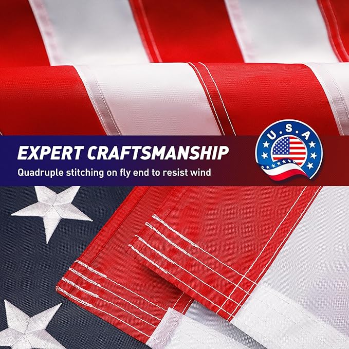 American Flag 1x1.5 Outdoor, 1x1.5 Flags Outside, All Weather US Flags with Embroidered Stars Sewn Stripes Brass Grommets, Vivid Color, Polyester USA Flag for Outdoor Indoor (1 by1.5 Foot)
