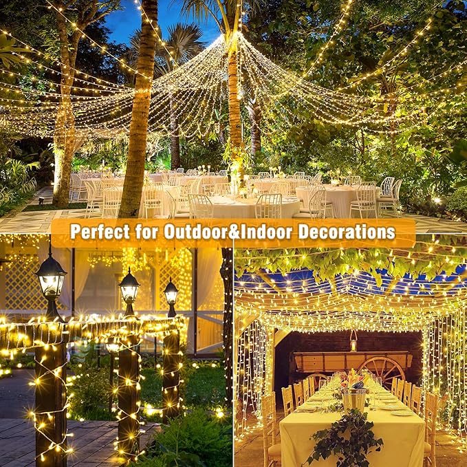 66ft 200 LED String Lights Indoor Clear Wire, 8 Modes Warm White Christmas String Lights Plug in Fairy Lights for Bedroom, Waterproof Twinkle Light for Classroom Tree Holiday Christmas Decorations