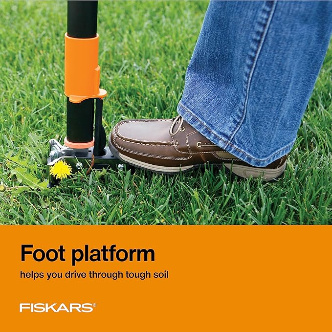 Fiskars 3-Claw Stand Up Weed Puller Tool, Gardening Hand Weeding Tool with 39" Long Ergonomic Handle with Easy-Eject Mechanism