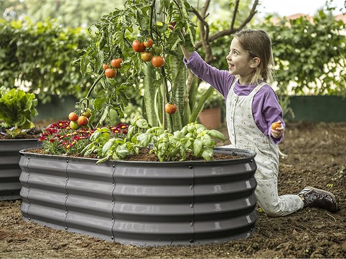 Galvanized Raised Garden Beds Outdoor // 4×2×1 ft Planter Raised Beds for Gardening, Vegetables, Flowers // Large Metal Garden Box (Gray) // Patent Pending Tool-Free Assembly