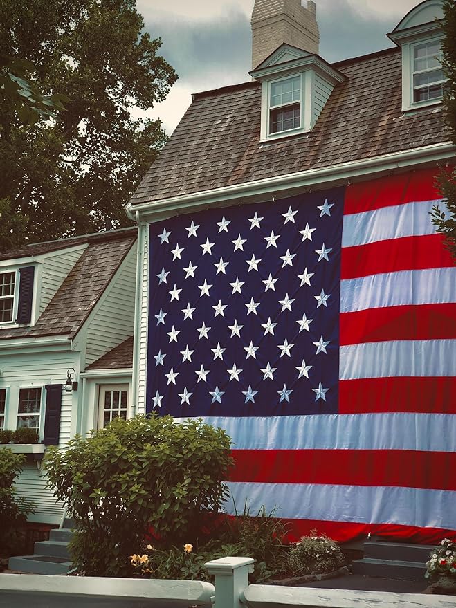 American Flag 30x50 Outside, US Flags for Outdoor Indoor, Heavy Duty Durable, Deluxe Embroidered Stars, Brass Grommets, Sewn Stripes, Vivid Color, Fade Resistant and waterproof