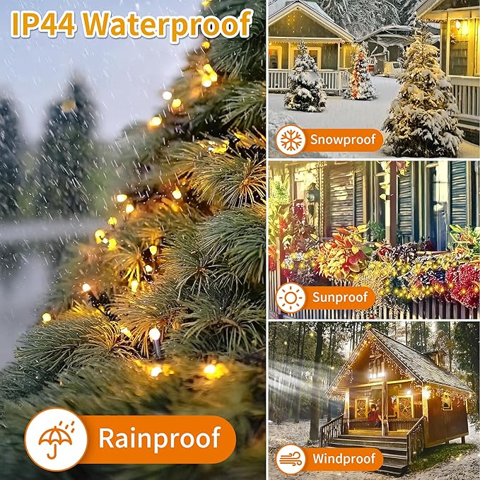 Christmas Light 100 LEDs 41ft Green Cable Wire Fairy String Twinkle Lights Plug in 12 Modes for Xmas Tree, Party, Indoor,Outdoor, Garden, Wedding, Home Decoration (Multi Color)