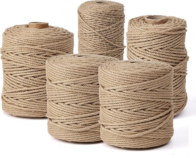 Natural Jute Twine,656 Feet 1/4 inch Hemp Twine Rope for Gift Wrapping Craft Plant Garden Christmas Handmade Arts Decoration Packing String Home Decor