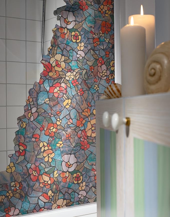 d-c-fix 346-0431-4PKA Self-Adhesive Privacy Glass Window Film,Venetian Garden, 17" x 78" Roll, 4-Pack with Applicator