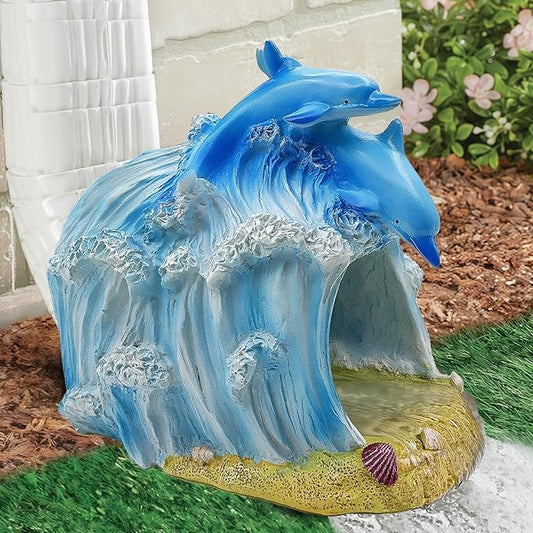 Dolphin Statue 3"x4" Gutter Downspout Extension Decor, Whimsical Garden Rain Diverter, Outdoor Decor Sculpture Ornament, Gutter Extender Diverter, Splash Blocks for Gutters Downspouts