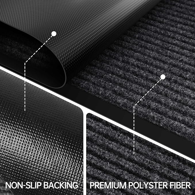 Front Door Mat, Heavy Duty Indoor Outdoor Entrance Door Mat, 48" x 24" Commercial Door Mats for Entryway, Durable Non-Slip Rubber Backing, Low-Profile Welcome Mats for Entry, Gray