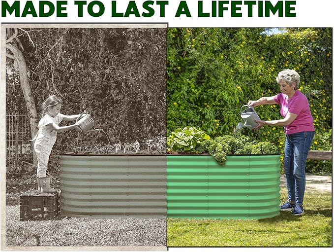 Galvanized Raised Garden Beds Outdoor // 4×2×2 ft Planter Raised Beds for Gardening, Vegetables, Flowers // Large Metal Garden Box (Light Green) // Patented Tool-Free Design