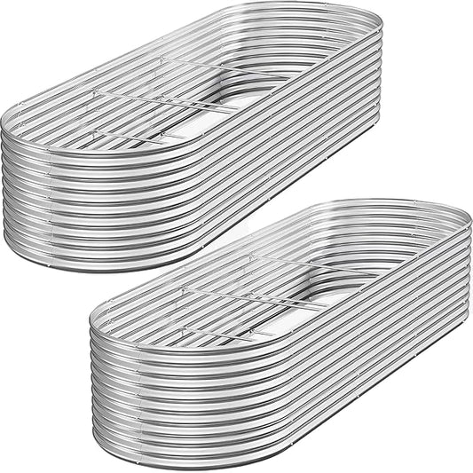 FRIZIONE 2pcs 9 in 1 Tall 8x2ft Galvanized Raised Garden Bed Outdoor,Steel Garden Bed for Vegetables,Above Ground Garden Box for Flower,Metal Raised Beds for Gardening