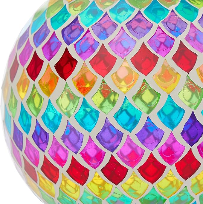Alpine Corporation HMD220 Glass Gazing Globe w/Mosaic Teardrop Design, Decorative & Elegant Garden Art, 12" H, Multicolor