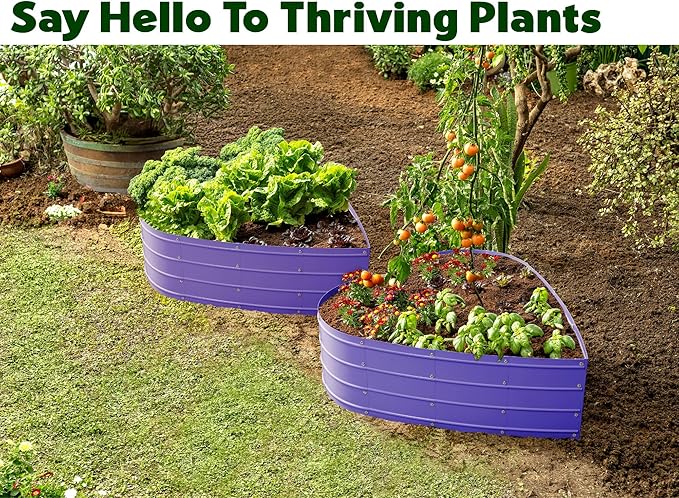 Galvanized Raised Garden Beds Outdoor // Planter Raised Beds for Gardening, Vegetables, Flowers // Large Metal Garden Box (Purple) // Tool-Free Assembly