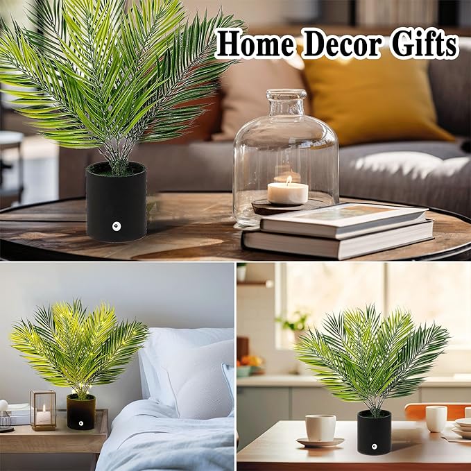 Artificial Lighted Areca Palm Tree Lamp Night Light for Womens Christmas Birthday Gifts, DIY Bonsai Decor, Perfect Ideal for Ambiance Wedding Party Bedroom Bar Coffee Shop Decor Light