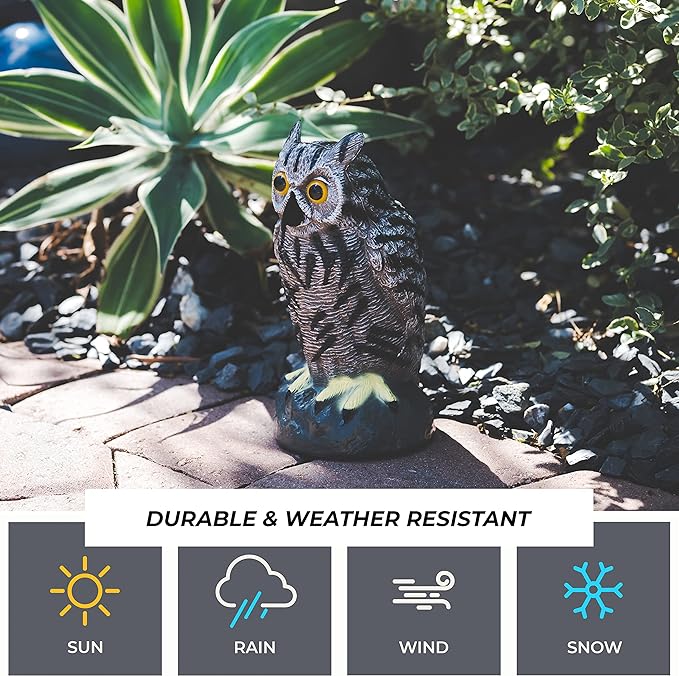 Galashield Owl Decoys to Scare Birds Away | Plastic Owls to Scare Birds Away | Owl Statue for Garden & Outdoors [Set of 3]