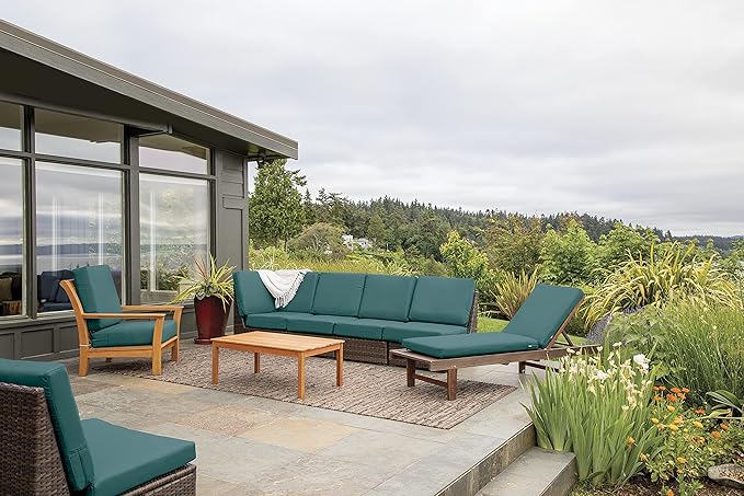 Classic Accessories Ravenna Water-Resistant 21 x 19 x 5 Inch Patio Seat Cushion, Mallard Green, Patio Loveseat Cushion