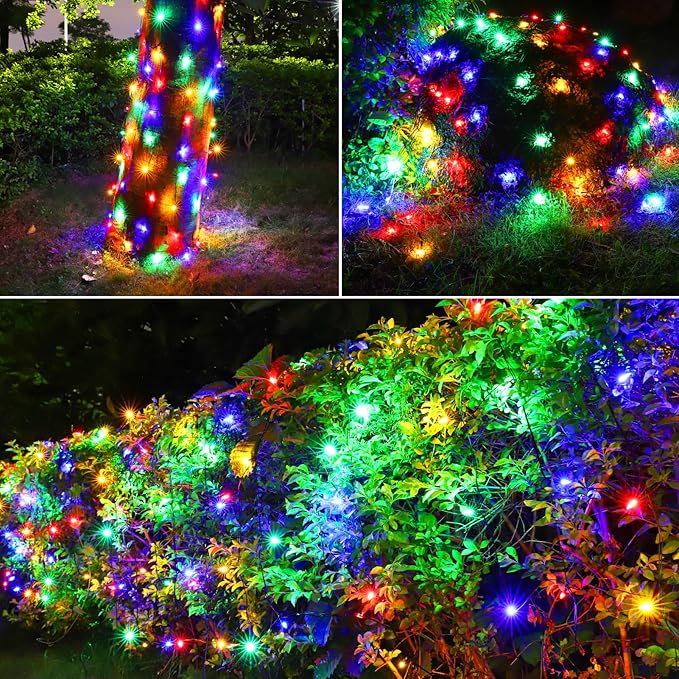 6Ftx4Ft LED Christmas Net Lights Green Wire,Connectable UL Certified Waterptoof Net Lights for Bushes Trees Shurb Garden Outdoor Christmas Decorations