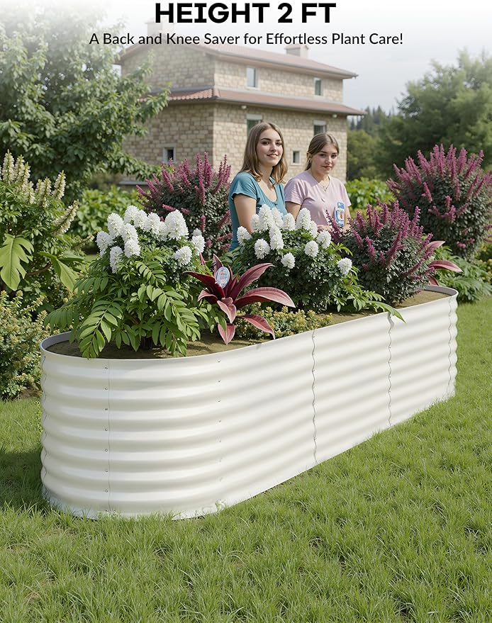 8x2x2ft Raised Garden Bed,Galvanized Raised Planter Boxes Outdoor with Easy Assembly, Large Garden Bed for Vegetables, Fruits, Flower,Raised Garden Bed,Beige