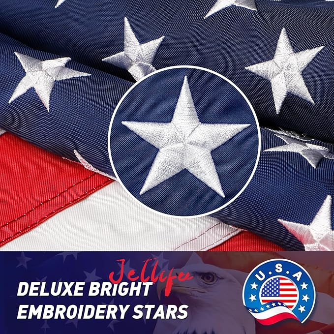 American Flag 1x1.5 Outdoor, 1x1.5 Flags Outside, All Weather US Flags with Embroidered Stars Sewn Stripes Brass Grommets, Vivid Color, Polyester USA Flag for Outdoor Indoor (1 by1.5 Foot)