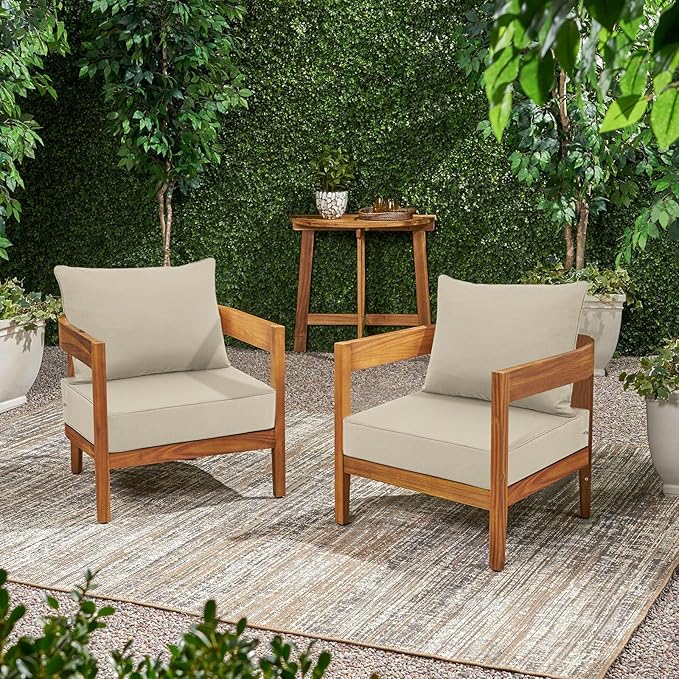 Favoyard Outdoor Seat Cushion Set 24 x 24 Inch Water-Resistant & Fade-Resistant Patio Furniture Cushions with Removable Cover Deep Seat & Back Cushion with Handle and Adjustable Straps for Chair Sofa