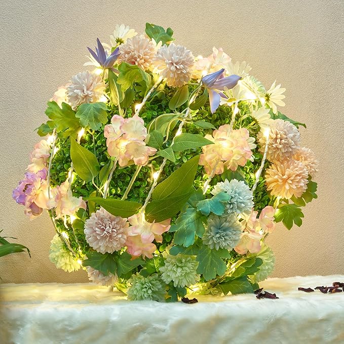 Christmas Ball Sphere 16IN 128LED Hanging Tree Light and Pathway Lights - Foldable Metal Frame, White, RGB