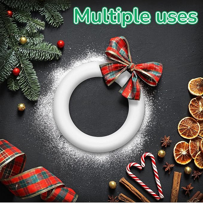Juexica 24 Pcs 6 Inch Foam Wreath Forms for Crafts Foam Circles Ring Small Wreath Polystyrene Foam Ring for Wedding Home Flower Projects DIY Arts Crafts Supplies Christmas Decorations