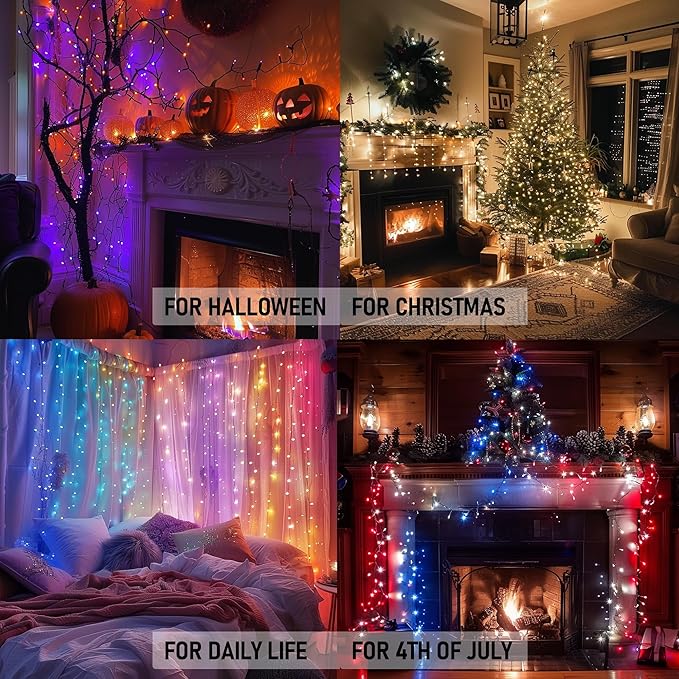 Dazzle Bright Smart Christmas String Lights, 98FT 300 LED RGB Color Changing String Lights with Remote & App Controlled, Christmas Decorations for Indoor Outdoor Holiday Xmas Tree Party Decor