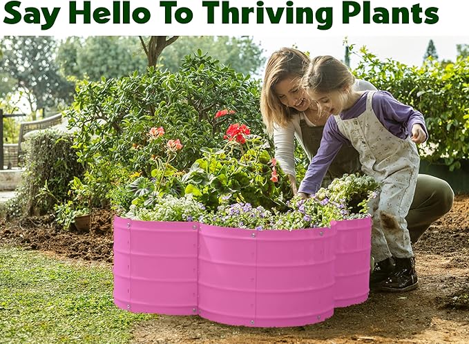 Galvanized Raised Garden Beds Outdoor // 3×3×1 ft Planter Raised Beds for Gardening, Vegetables, Flowers // Large Metal Garden Box (Pink) // Patented Tool-Free Design