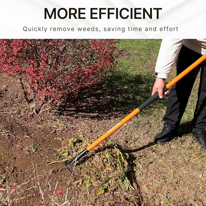 Garden Hoe,Garden Tools for Weeding,Hoe Garden Tool for Gardening Planting with Fiberglass Handle,57Inches,Orange