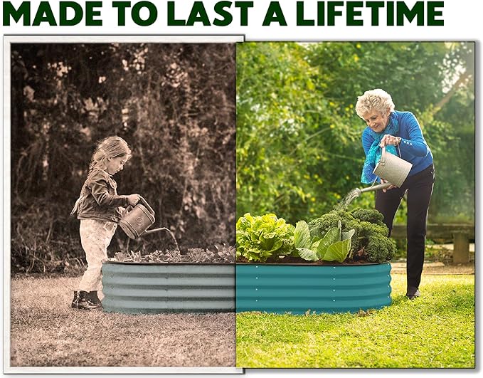 Galvanized Raised Garden Beds Outdoor // 4×2×1 ft Planter Raised Beds for Gardening, Vegetables, Flowers // Large Metal Garden Box (Turquoise)