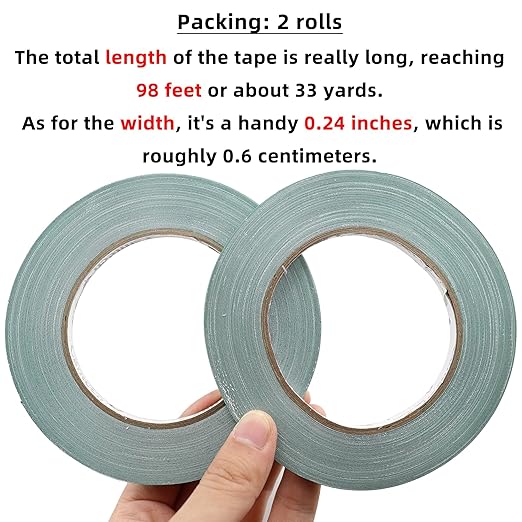 2 PCS Green Floral Tape, 0.25" Flower Stem Wrap Tapes, Waterproof Florist Tape - Multipurpose Adhesive Florist Tapes for Binding Fresh, Flower Bouquets and Floral Craft (98Ft/33Yd/Roll)