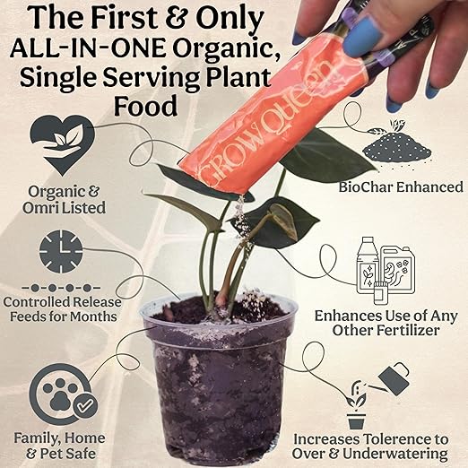 All-in-One Complete Organic Plant Food, Indoor Plant Food for Houseplants, Organic Fertilizer for Vegetable Gardens, 7 Formulated Single Servings Feeds 14 gal Fast and Slow Release