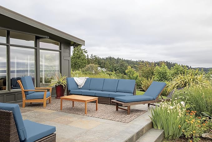 Classic Accessories Ravenna Water-Resistant 21 x 19 x 5 Inch Patio Seat Cushion, Empire Blue, Patio Loveseat Cushion