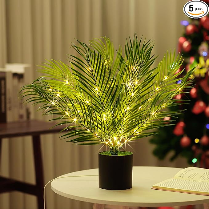 Artificial Lighted Areca Palm Tree Lamp Night Light for Womens Christmas Birthday Gifts, DIY Bonsai Decor, Perfect Ideal for Ambiance Wedding Party Bedroom Bar Coffee Shop Decor Light