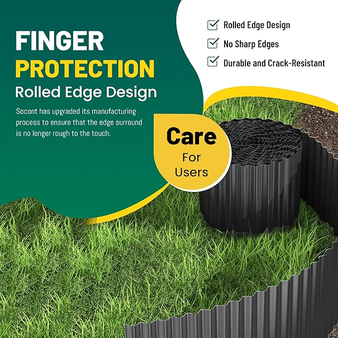 Corrugated Metal Garden Edging, 10"×20Ft Durable Landscape Border for Garden, Lawn, Flower Beds and Paver Edging (Black)