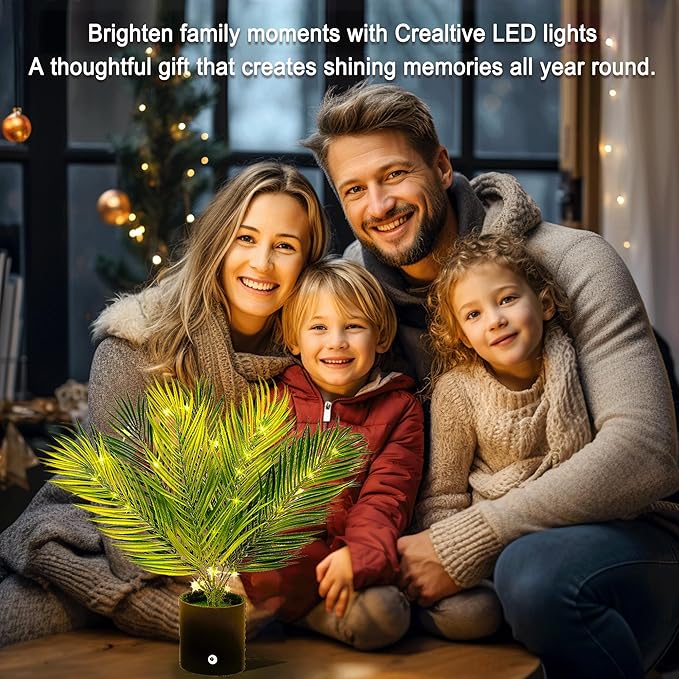 Artificial Lighted Areca Palm Tree Lamp Night Light for Womens Christmas Birthday Gifts, DIY Bonsai Decor, Perfect Ideal for Ambiance Wedding Party Bedroom Bar Coffee Shop Decor Light