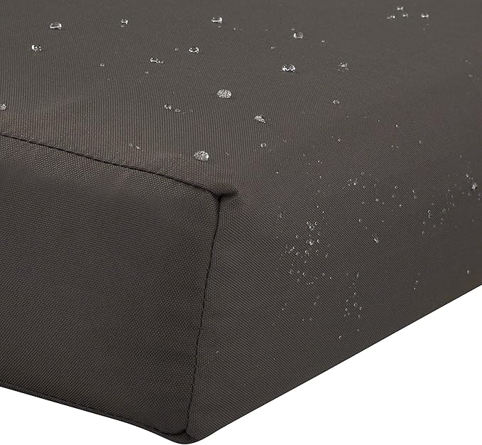 Classic Accessories Ravenna Water-Resistant 25 x 25 x 5 Inch Square Patio Seat Cushion Slip Cover & Foam, Dark Taupe, Lounge Chair Cushion