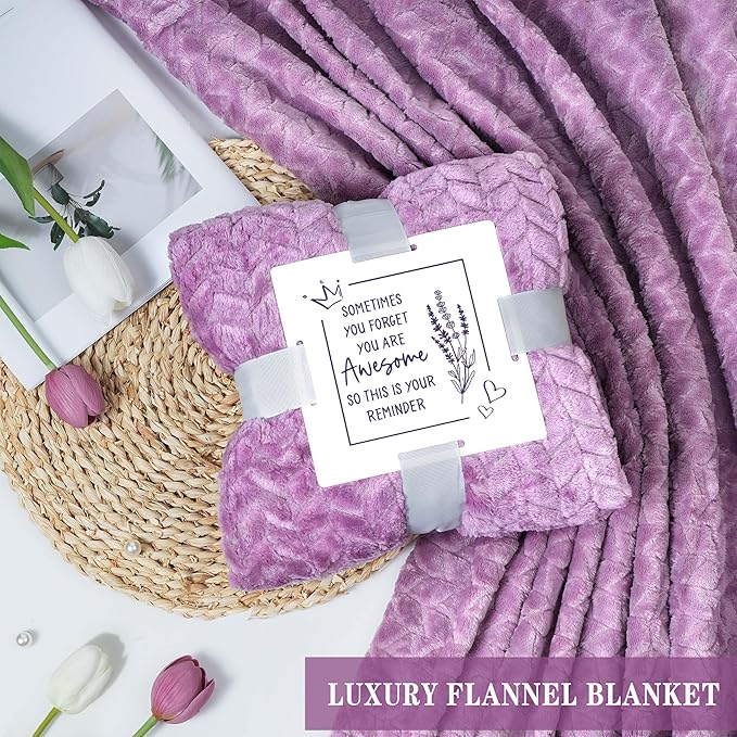 Birthday Gifts for Women Self Care Get Well Soon Gifts, Lavender Relaxing Spa Gift Basket - Care Package w/ Luxury Flannel Blanket & 40 oz Tumbler, Mother's Day Christmas Gift for Mom Her Wife Sister