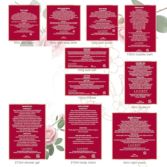 Christmas Gifts for Women, Bath and Body Gift Basket Set for Mothers Day - 9 Pcs Luxury Rose Spa Gift Baskets Set for Women, Gift Set | Perfect Valentine's, Birthday, Gift Sets for Mom All Occasion