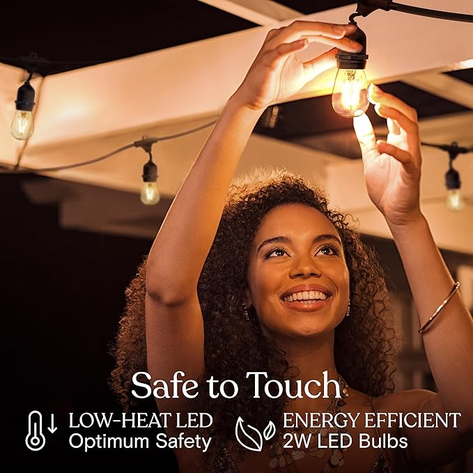 Brightech Ambience Pro - Waterproof LED Outdoor String Lights - 7 Hanging, Dimmable 2W Vintage Edison Bulbs - 24 Ft Commercial Grade Patio Lights Create Cafe Ambience in Your Backyard