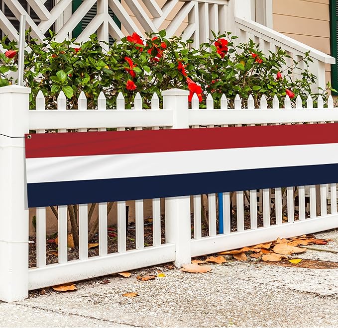 EBaokuup 20x2 Ft American Flag Bunting-4th of July Banner Decor Red, White & Blue Stripe Flag-Large Patriotic Bunting US Flag Decorations for Independence Day Outdoor Porch Garden
