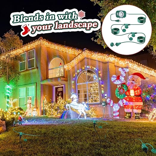 Feekoon 20 FT Extension Cord Splitter with Timer and 3 Outlet Plug, 16awg SJTW Outdoor Extension Cord with Multi Outlet Safety Cover for Holiday Lights Garden Patio Christmas Outdoor Decorations