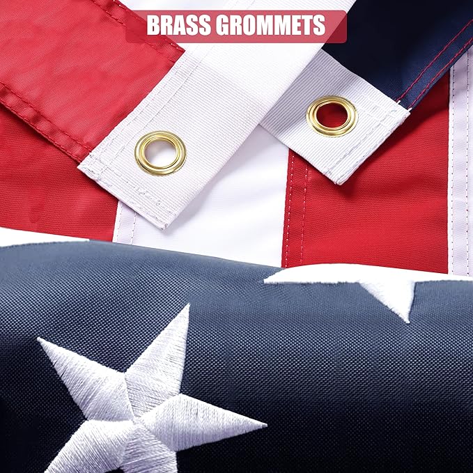 American Flag 5x8 Ft, Outdoor Premium US Flags, Heavy Duty Durable, 420D Oxford Nylon, Embroidered Stars, Brass Grommets