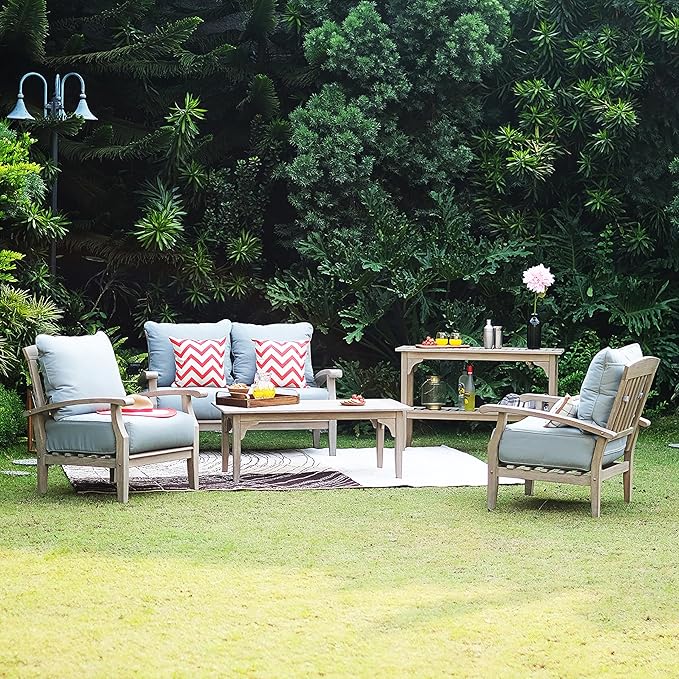 Cambridge Casual Teak Auburn Outdoor Console Table, Solid Indonesian Teak Wood in Weathered Gray Finish, Stylish and Durable Patio Accent or Plant Table for Porch, Deck, Garden, or Outdoor Entryway