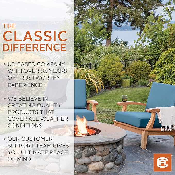 Classic Accessories Ravenna Water-Resistant 21 x 21 x 3 Inch Patio Seat Cushion, Espresso