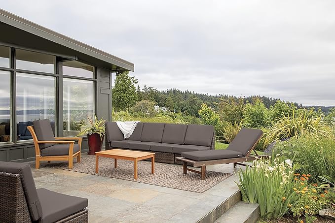 Classic Accessories Ravenna Water-Resistant 19 x 19 x 3 Inch Patio Seat Cushion, Dark Taupe, Chair Seat Cushion