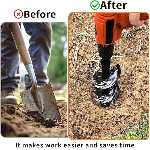 4 x 16 Inch Auger Drill Bit for Planting–Garden Spiral Hole Drill Planter for Bulbs, Bedding Plants & Umbrella Holes|3/8" Hex Drive|The Ultimate Bulb Planter Tool for Cordless Drill