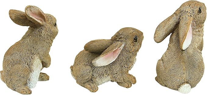Design Toscano QM92008 The Bunny Den Rabbits Indoor/Outdoor Garden Animal Statues, 3 Inches Wide, 4 Inches Deep, 5 Inches High, Full Color Finish