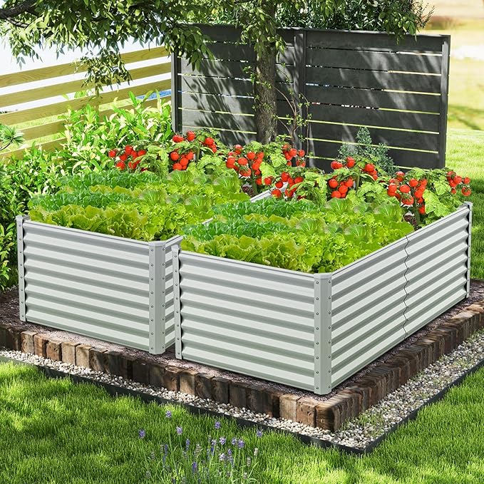 Giantex 6x3x2ft Raised Garden Bed, Large Metal Elevated Rectangular Planter Bed, 271 Gallon Capacity, Outdoor Planting Garden Box for Vegetable Flower Herb Grow (Grey)