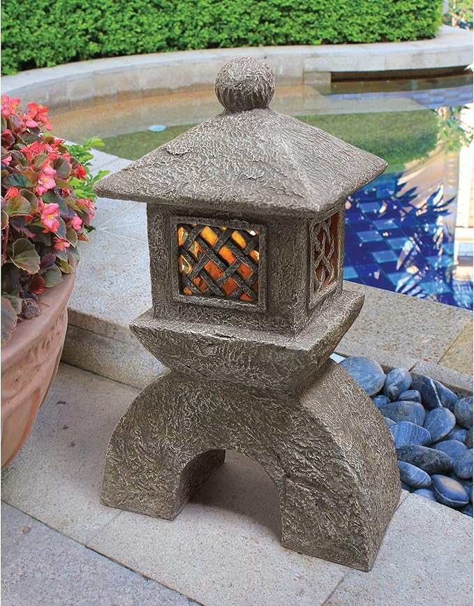 Design Toscano AL58699 Illuminated Pagoda Lantern Statue,greystone