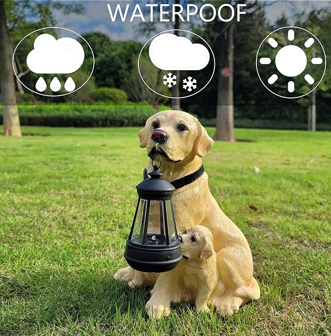 Garden Statues Dog Solar Hanging Light, Courtyard Resin Simulated Handicraft Dog Statue Ornament, Garden Yard Entrance Decoration.