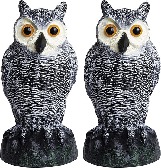 Galashield Owl Decoy to Scare Birds Away | Plastic Owls to Scare Birds Away | Owl Statue for Garden & Outdoors [Set of 2]